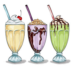 Image of Set color milk shake cocktails printed on Printed Glass Splashbacks