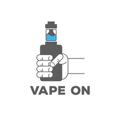 Monochrome logo or icon of an electronic cigarette in hands