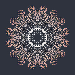 Flower Mandala. Ethnic pattern. Round Mandala of lines. Vector l