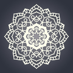 Flower Mandala. Ethnic pattern. Round Mandala of lines. Vector l