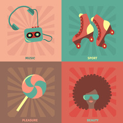 Dicso set. Candy, rolls, wig, glasses, player