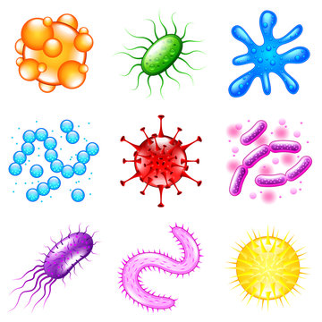 Bacteria icons vector set