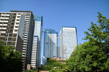 High-rise buildings of Harumi and river(Japan)