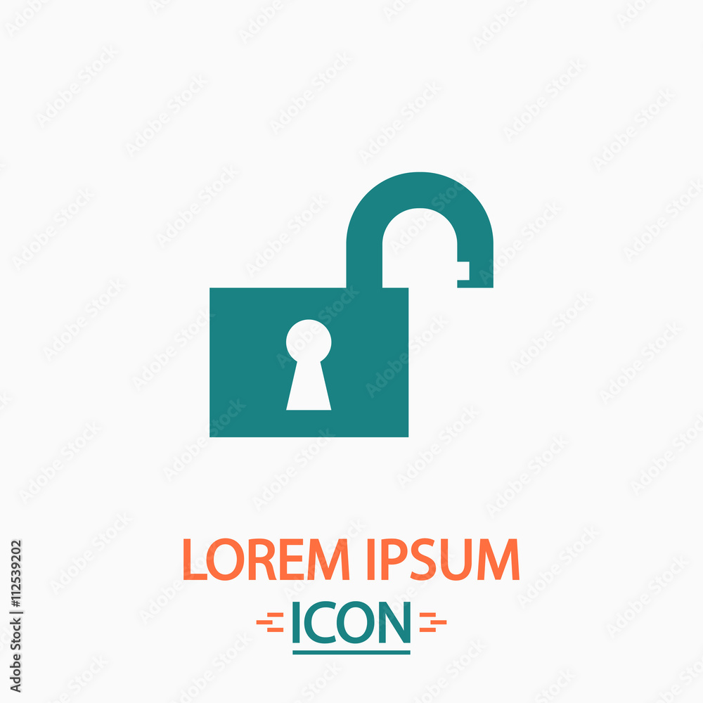 Poster open padlock computer symbol