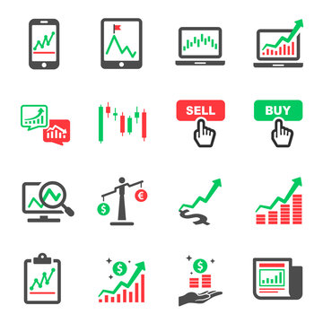 Stock Marketing Trading Vector Icon Set