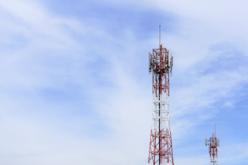 antenna tower building with the blue sky