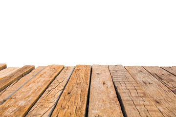 Empty floor or platform wooden  isolated on white background. Fo