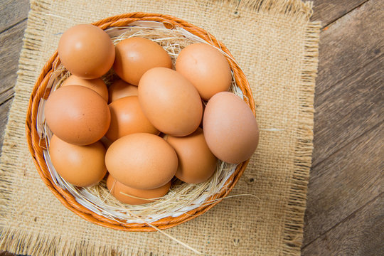 chicken eggs in the basket