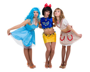 dancer team wearing carnival costumes dancing