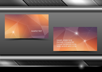 Vector abstract creative business cards with triangles and lines (set template)