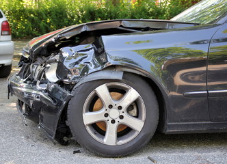 Close up of a crashed car