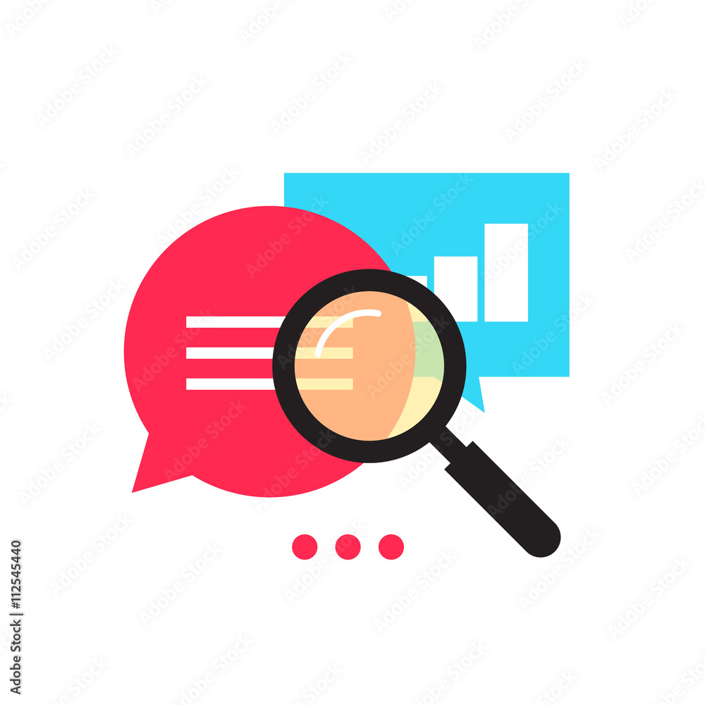 Poster data analytics vector icon, analyzing information statistic, search optimization, investigation proc