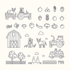 Vector illustration of organic farm.
