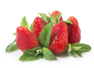Strawberries on a white background.