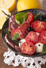 Stewed vegetables meat and cheese