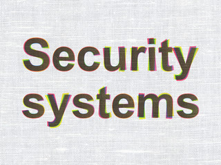 Safety concept: Security Systems on fabric texture background