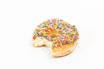 Bitten doughnut  isolated on white background