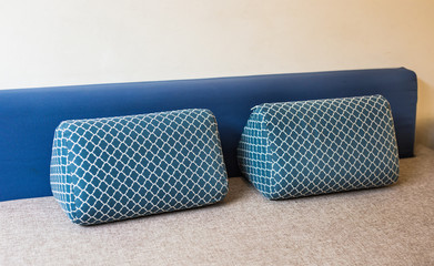 Cozy sofa with pillows. Living room interior and home decor concept