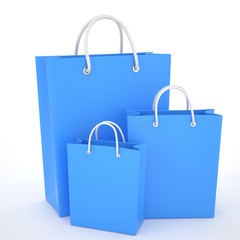 Paper Shopping Bags isolated on white background. 3d rendering.