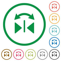 Horizontal flip outlined flat icons