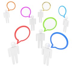 people with talk bubbles isolated over a white background. 3d rendering.