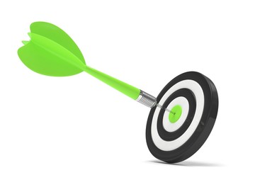 arrow darts in target. 3d rendering.