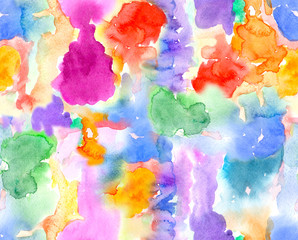 abstract watercolor seamless pattern of multicolored spots