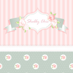 vector shabby chic illustration. provence style. pink background. congratulations or invitation card. template. album cover.floral frame 