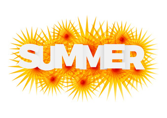 Vector icon sun with text, summer concept