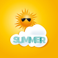 Vector icon sun with text, summer concept