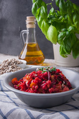 Bowl of buckwheat groats with vegetables