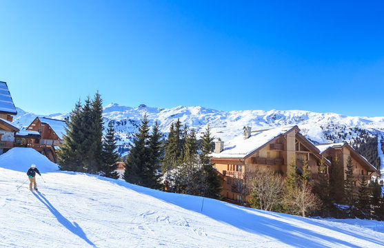 Mountains with snow in winter. Meribel Ski Resort, France