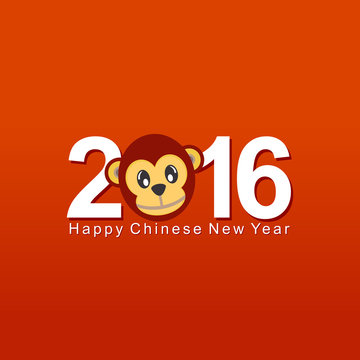 Year of Monkey, Happy Chinese New Year vector illustration
