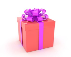 gift box with bows isolated on white. 3d rendering.