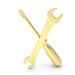 3D Illustration Wrench and screwdriver, service concept