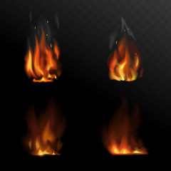 Set of vector realistic fire. Flame illustration