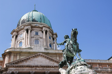 Fototapeta na wymiar Buda Castle and Monument of Prince Eugene of Savoy, Budapest, Hungary.