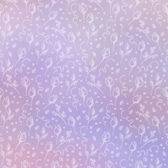 Hand drawn textured floral background. Blue Template with little flowers and leaves. Decorative pattern. Series of Watercolor, Oil, Pastel, Backgrounds and Cards,Blanks,Forms.