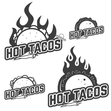 Hot tacos. Set of the taco labels, badge and design elements iso