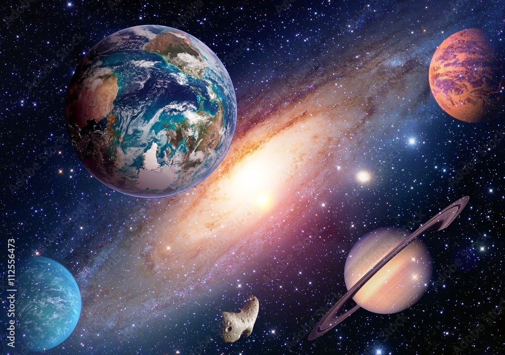 Wall mural space planet galaxy milky way earth mars saturn universe astronomy solar system. elements of this im