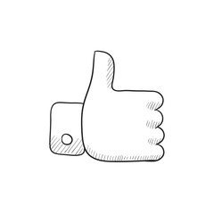 Thumb up sketch icon.