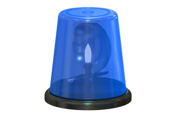 Blue flashing light, 3D rendering
