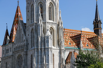 Obraz premium The Matthias Church, the Fishermen's Bastion. Budapest, Hungary.