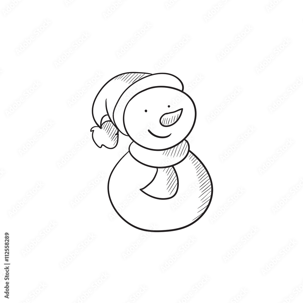 Wall mural snowman sketch icon