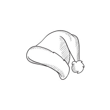 Santa hat sketch icon