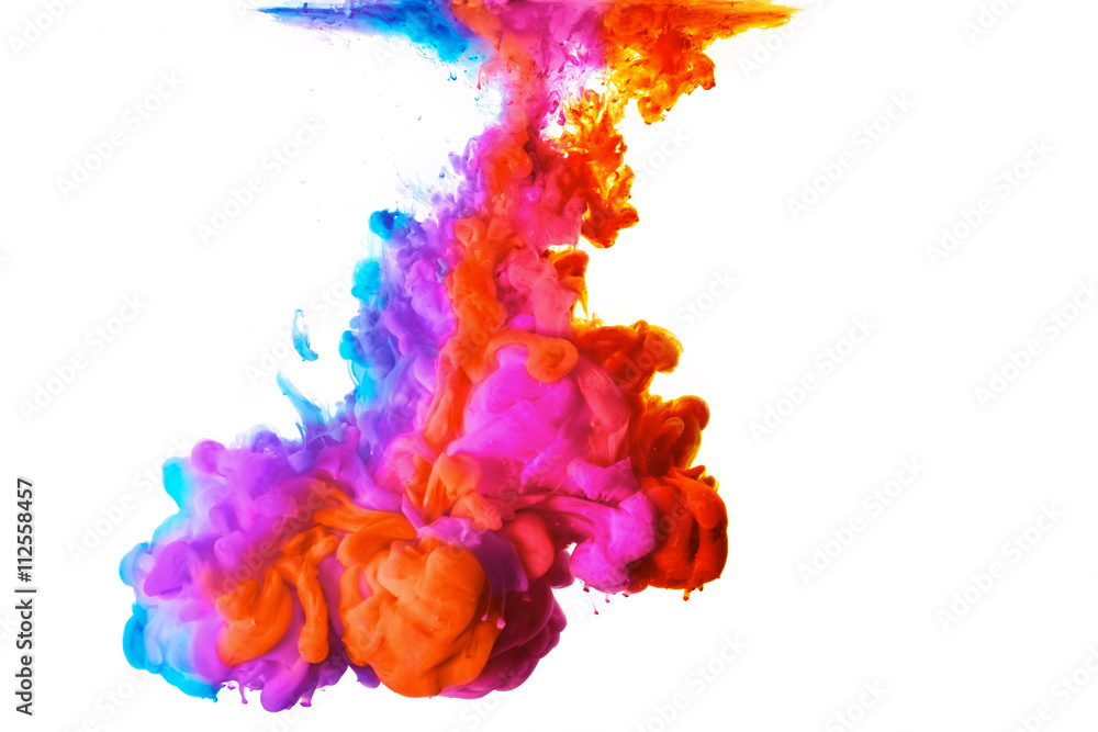 Wall mural rainbow of acrylic ink in water. color explosion