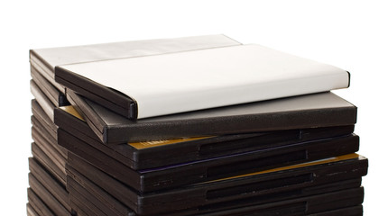 Heap of DVDs isolated on the white background