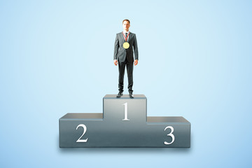Businessman on pedestal
