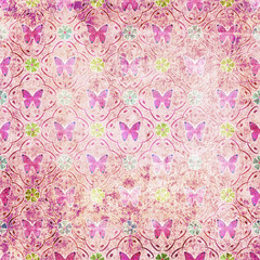 Beautiful pattern grunge old style with butterfly background