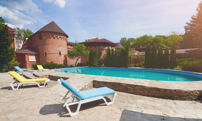 Luxury swimming pool near the hotel